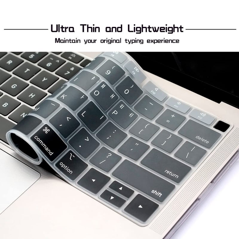 HRH Korean Language Silicone Keyboard Cover Skin for MacBook Air 13 Inch 2018 Release A1932 with Retina Display and Touch ID USA Layout-Ombre Gray - Image 3